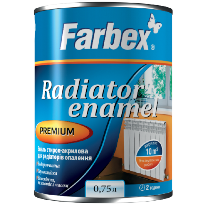 Емаль акрилова FARBEX, глянець білий, 0,85кг (0,75л)